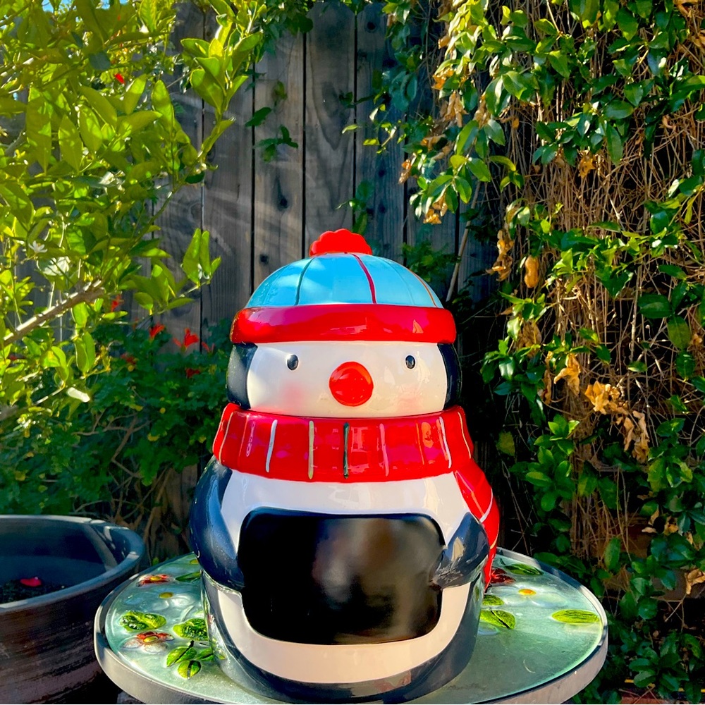 St. Nicholas Square Merry Merry Christmas Penguin Ceramic Cookie Jar